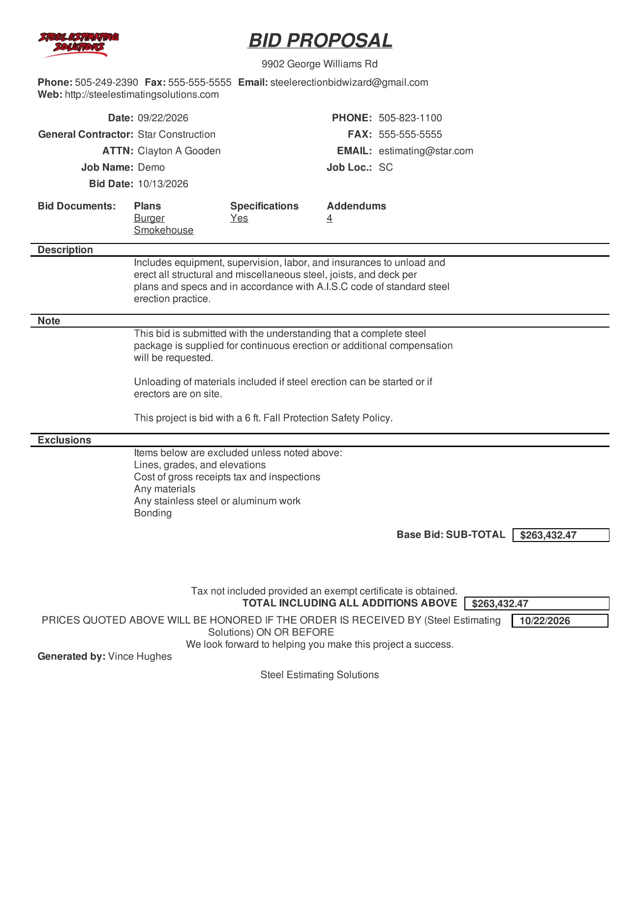 Finished bid proposal